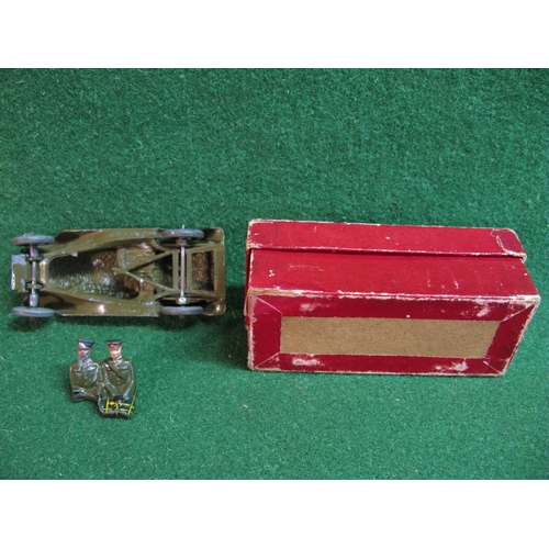 418 - Britains No. 1448 Army Staff Car on solid wheels with removable officer (with tartan rug) and driver... 