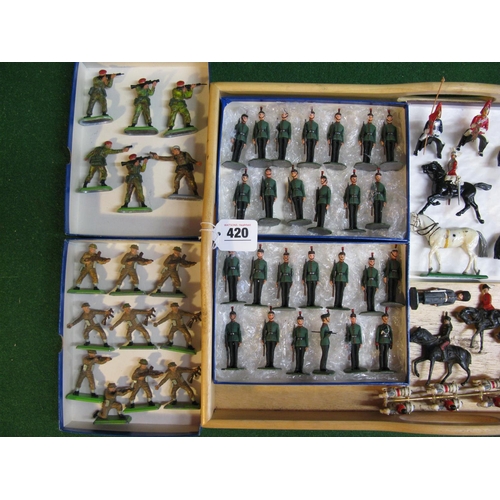 420 - Quantity of loose metal military figures, some mounted (including the Queen) from Britains etc toget... 