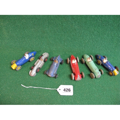 426 - Six Dinky racing cars to comprise: 23C, 23E, 23J, 232 and two 234, unboxed