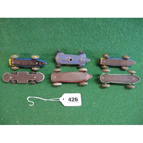 426 - Six Dinky racing cars to comprise: 23C, 23E, 23J, 232 and two 234, unboxed