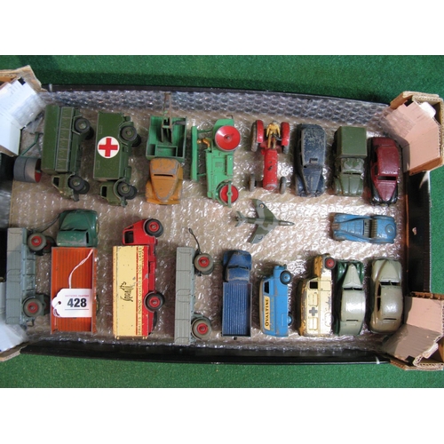 428 - Box of 1940's/1950's/1960's diecast Dinky vehicles to include: Guy Spratts lorry with both doors, Ri... 