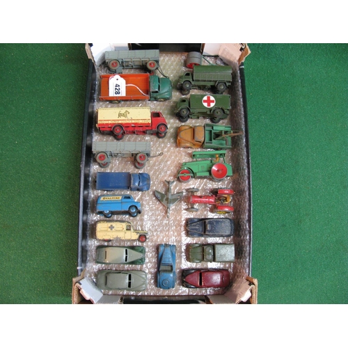 428 - Box of 1940's/1950's/1960's diecast Dinky vehicles to include: Guy Spratts lorry with both doors, Ri... 