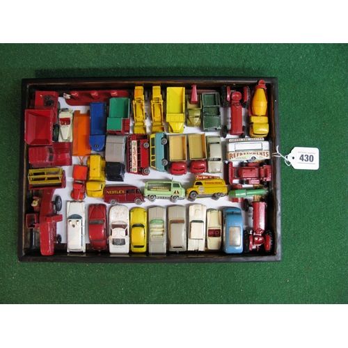 430 - Tray of approx thirty nine early Lesney/Matchbox models to include: Nestle's Commer van, Ford Thames... 