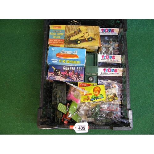 435 - Mixed vintage plastic items to include: England Merit/Randall dump truck, Hong Kong 1970's unused it... 