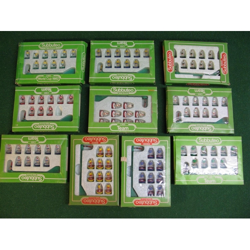 453 - Ten boxed Subbuteo football teams to comprise: 320 N Ireland, 472 Barcelona, 450 Watford, 329 Englan... 