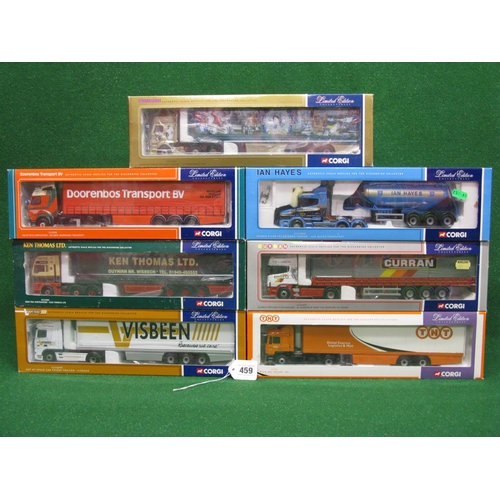 459 - Seven Corgi 1:50 scale Limited Edition articulated lorries in different liveries to include: Kent Th... 