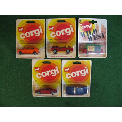 464 - Four 1978 and a 1981 Corgi blister packs Nos. 29, 61, 72, 92 and 112 together with a 1979 Corgi 201 ... 