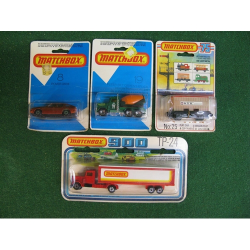 465 - Four Matchbox blister packs to comprise: No's. 8, 19, 25 and Artic Lorry TP-24