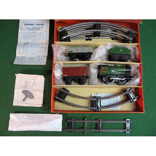 477 - Hornby O gauge clockwork Goods Train Set No. 30 containing: 0-4-0 tender locomotive No. 45746 in lin... 