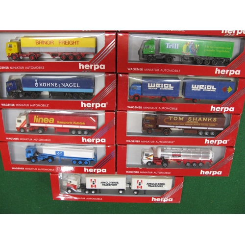 488 - Box of approx seventeen HO scale plastic lorries, artics and tankers in various liveries all Made In... 