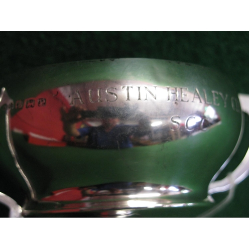 50 - Silver two handled cup trophy engraved for Austin Healey Club SCC, hallmarked for Birmingham with fi... 