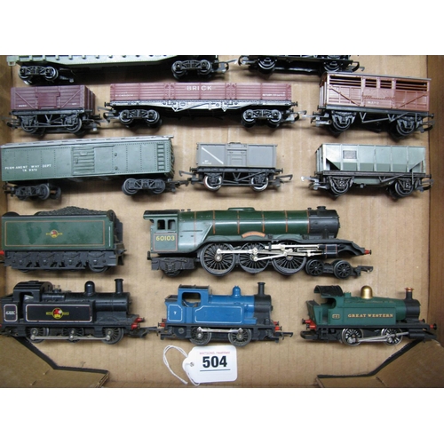 504 - Three boxes of Triang/Hornby rolling stock and track to include: British Rail Flying Scotsman, Engin... 