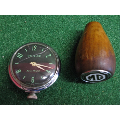 52 - Four car badges for AA, RAC, Volvo Owners Club and Club Triumph, a wooden gear knob and a 1960's mag... 