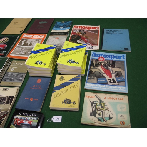 76 - Quantity of motoring instruction manuals and car club magazines including Bugantics from the 1950's ... 