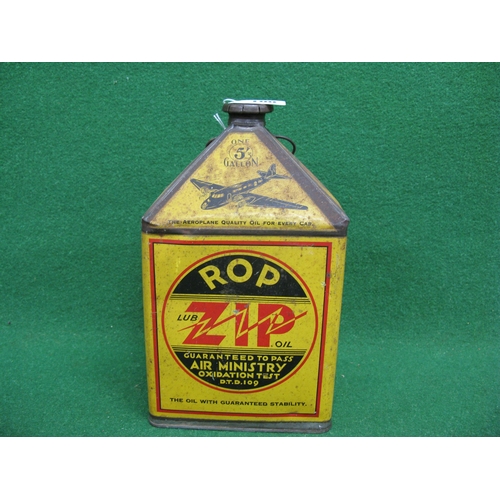 100 - One gallon pyramid can with cap and handle for ROP Zip Motor Oil The Aeroplane Quality Oil For Every... 