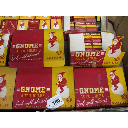 105 - Box of boxed Gnome auto bulbs made in England, mostly still in trade display packs