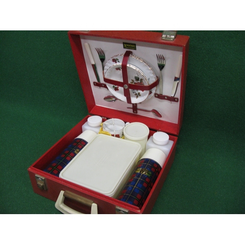 107 - Brexton two person picnic hamper with china tableware and two Thermos flasks