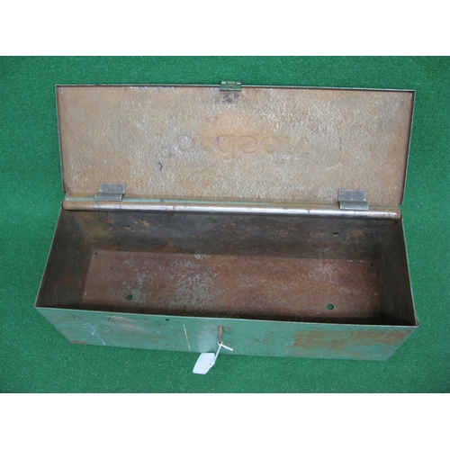 114 - Rectangular steel toolbox embossed Fordson on the lid with padlockable catch - 18