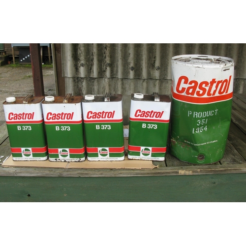 120 - Four x 5 litre cans of Castrol B373 Oil together with two x 25 litre drums of Transaxle Flued TAF-X ... 