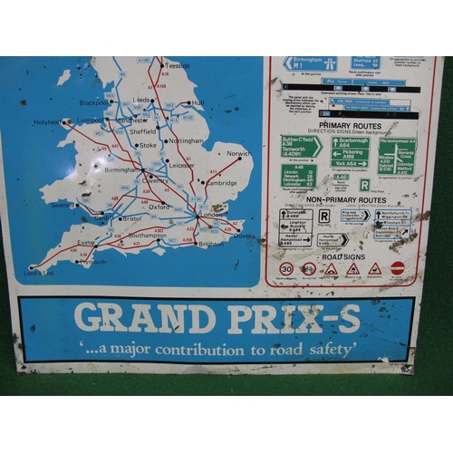 121 - Tin sign for Goodyear Grand Prix-S featuring a pre-M25 UK Principal road map and types of road signa... 