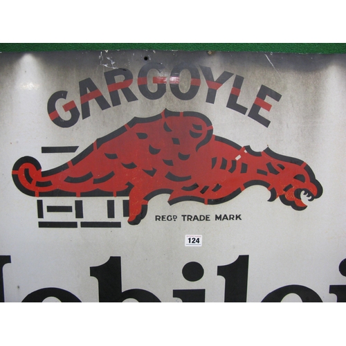 124 - Enamel sign for Gargoyle Mobiloil Vacuum Oil Company Ltd featuring a red Gargoyle and black letters ... 