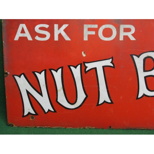 129 - Enamel advertising sign Ask For Nut Brown Tobacco, black bordered white letters on a red ground - 48... 