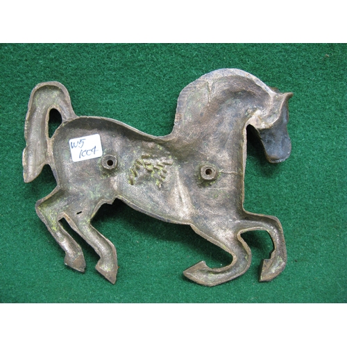 134 - Cast brass prancing horse with two threaded mounting holes to the rear, believed to be from an Aveli... 