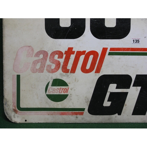 135 - Garage forecourt aluminium Out sign for Castrol GTX, black, red and green on a white ground - 27