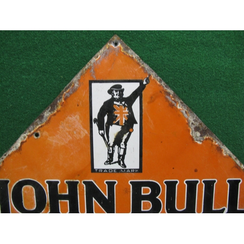 139 - Double sided diamond enamel sign for John Bull Tyres & Accessories featuring the trade mark figure, ... 