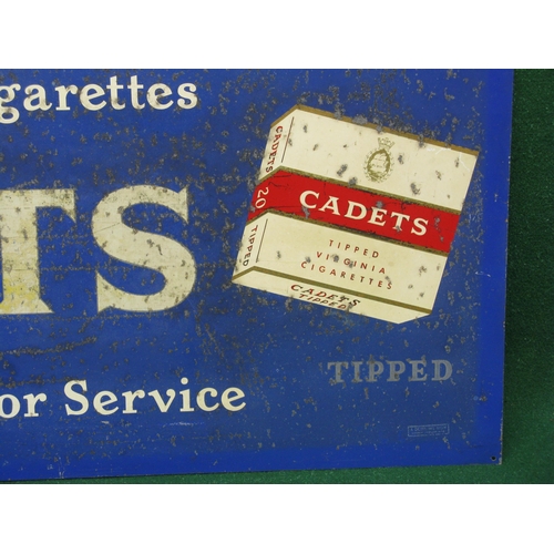 144 - Aluminium sign for Cadets For Quality In Smaller Cigarettes From The Makers Of Senior Service featur... 