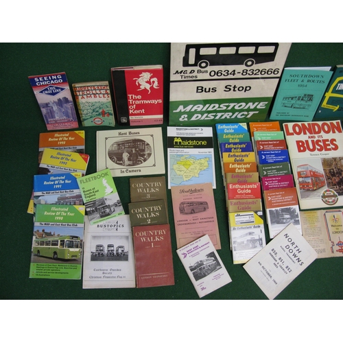 157 - Double sided plastic Maidstone & District bus stop sign circa 1980's, quantity of ephemera relating ... 