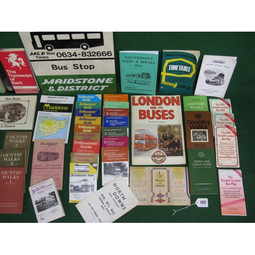 157 - Double sided plastic Maidstone & District bus stop sign circa 1980's, quantity of ephemera relating ... 