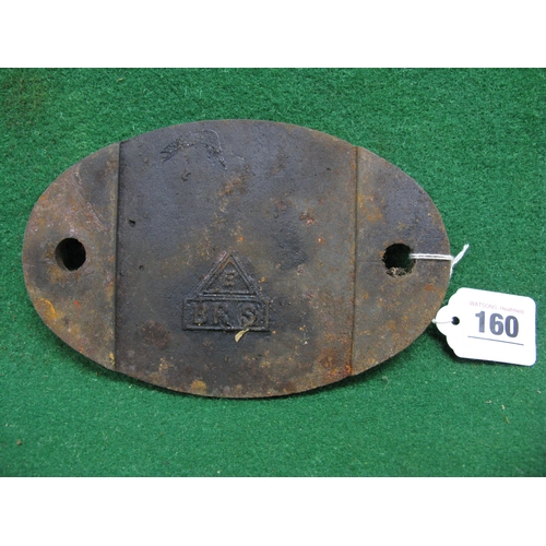 160 - British Railways cast iron locomotive shed number  plate for 74B (Ramsgate) in as removed condition