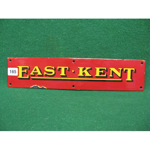 165 - Enamel door plate for East Kent, black shaded yellow letters on a red ground - 15.75