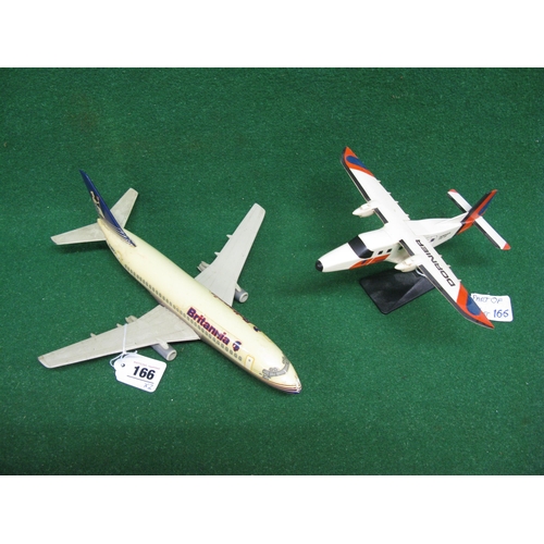 166 - Two desktop aeroplane models to comprise: 1:100 scale Britannia Boeing 737 Sir Barnes Wallis made in... 