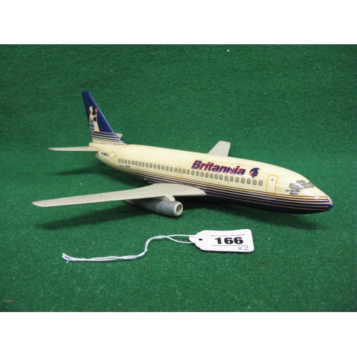 166 - Two desktop aeroplane models to comprise: 1:100 scale Britannia Boeing 737 Sir Barnes Wallis made in... 