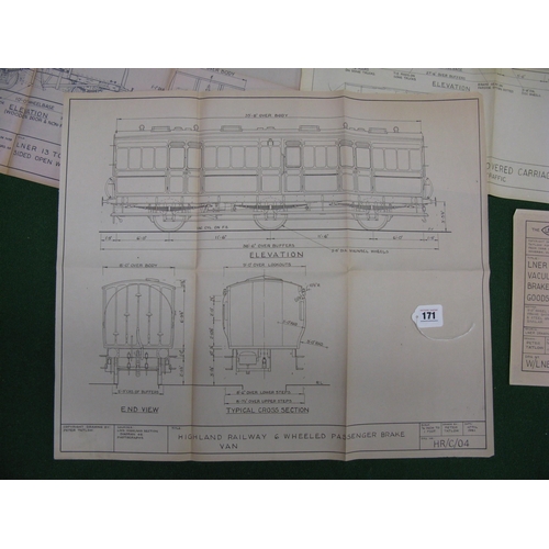 171 - Quantity of carriage and wagon scale drawings by Peter Tatlow for the LNER Society and The LNER Stud... 