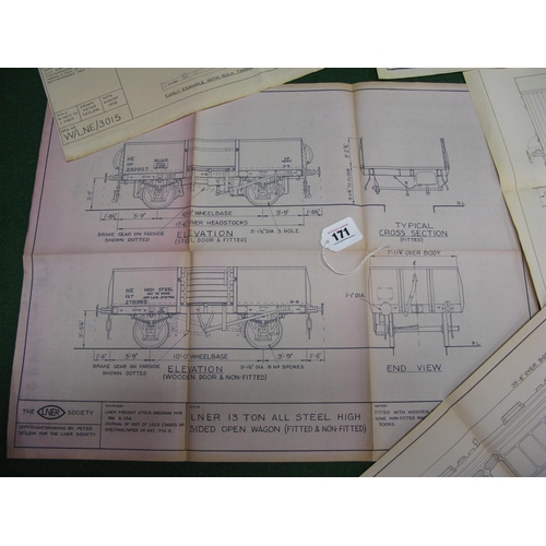 171 - Quantity of carriage and wagon scale drawings by Peter Tatlow for the LNER Society and The LNER Stud... 