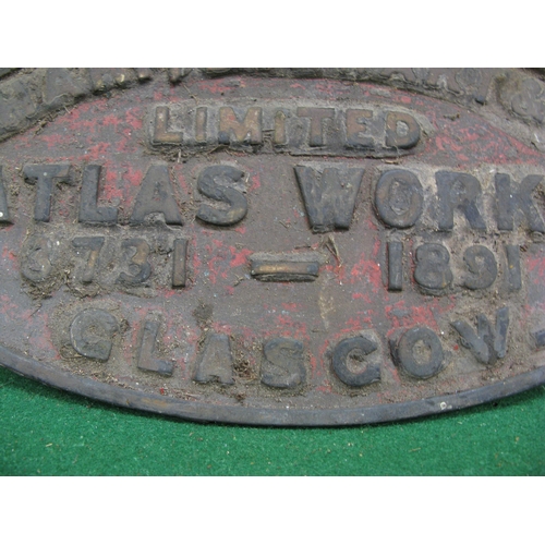 172 - Locomotive works plate for Sharp Stewart & Co Ltd Atlas Works, Glasgow No. 3731 of 1891.  Believed t... 