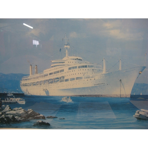 190 - Framed and glazed Limited Edition signed print by Colin Verity of the liner Canberra - 31