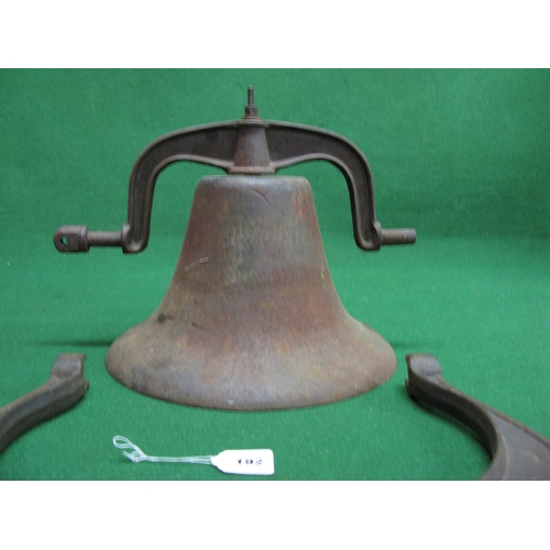 192 - Cable/chain operated iron bell with mounting yoke believed to be from a Continental tram - max bell ... 