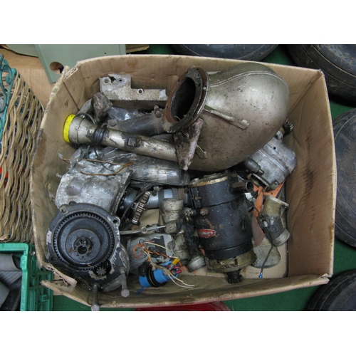 193 - Quantity of Cessna aircraft parts to include: boxed panels, crate of old parts, nose cone, wheels an... 