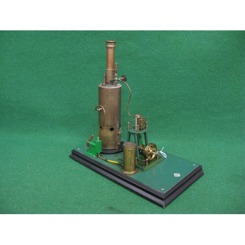 211 - Vertical boiler with sight glass, whistle, liquid fuel burner, water reservoir and hand operated fee... 