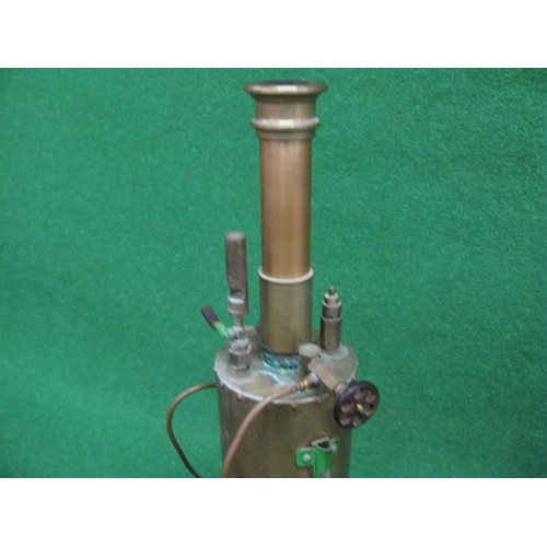 211 - Vertical boiler with sight glass, whistle, liquid fuel burner, water reservoir and hand operated fee... 