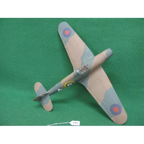 215 - Balsa wood model of a Hawker Hurricane with an electric motor - 25