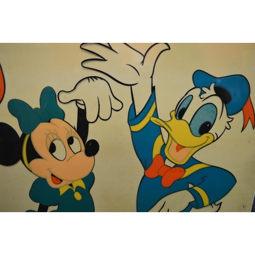 226 - Large thin steel frame with thin plastic panel featuring five early Walt Disney characters - 36