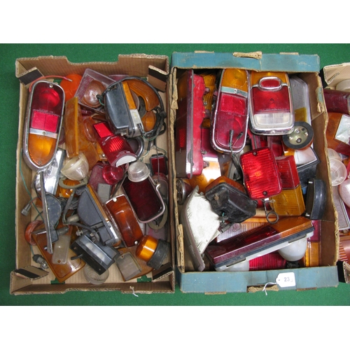 23 - Three boxes of assorted vehicle light fittings and lenses