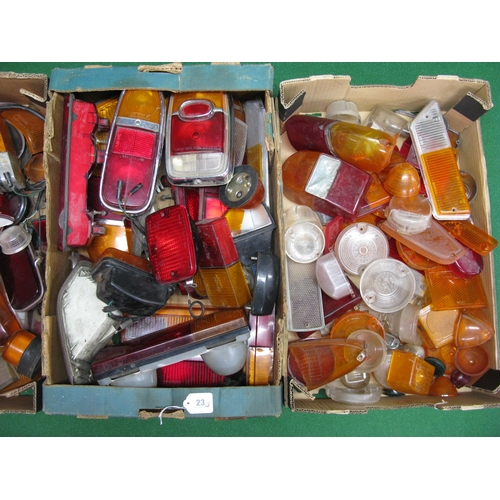 23 - Three boxes of assorted vehicle light fittings and lenses