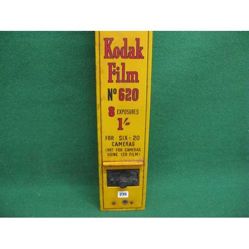 235 - Wall mounted steel vending machine for Kodak Film 8 Exposures For 1 Shilling, yellow with red and bl... 