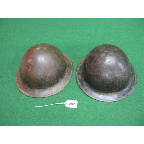 247 - Two WWI style pressed steel helmet shells - 10.5